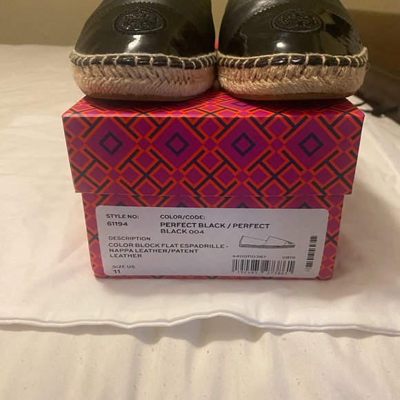 Tory Burch Black Espadrilles with Logo Detail - Picture 2 of 5
